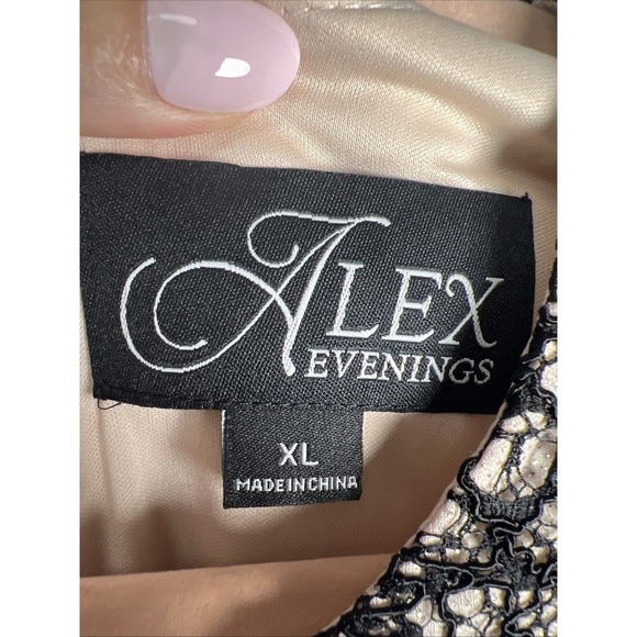 Alex Evenings Lace Shimmer Cap Sleeve Belted Peplum Top Size XL NWT - Picture 6 of 11